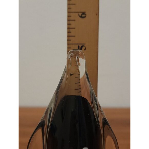 Vintage Glass Penguin Handcrafted Art Sculpture Figurine Clear/Black/White 5" - Picture 6 of 6